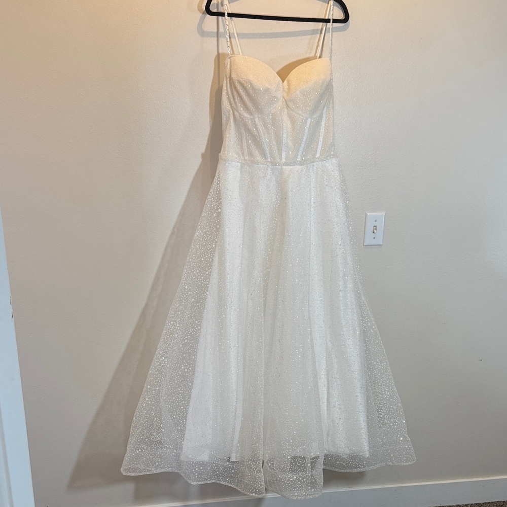 Ankle Length Spaghetti Strap Wedding Reception/ceremony dress